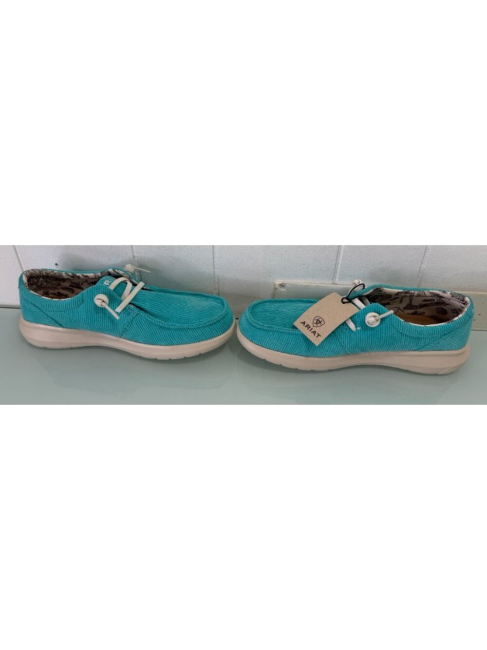 New Ariat Hilo Turquoise Corduroy Shoes Womens Size 8 Loafers Slip On NWT - Picture 2 of 10